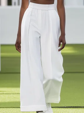 Stylish Casual White Wide-leg Pants