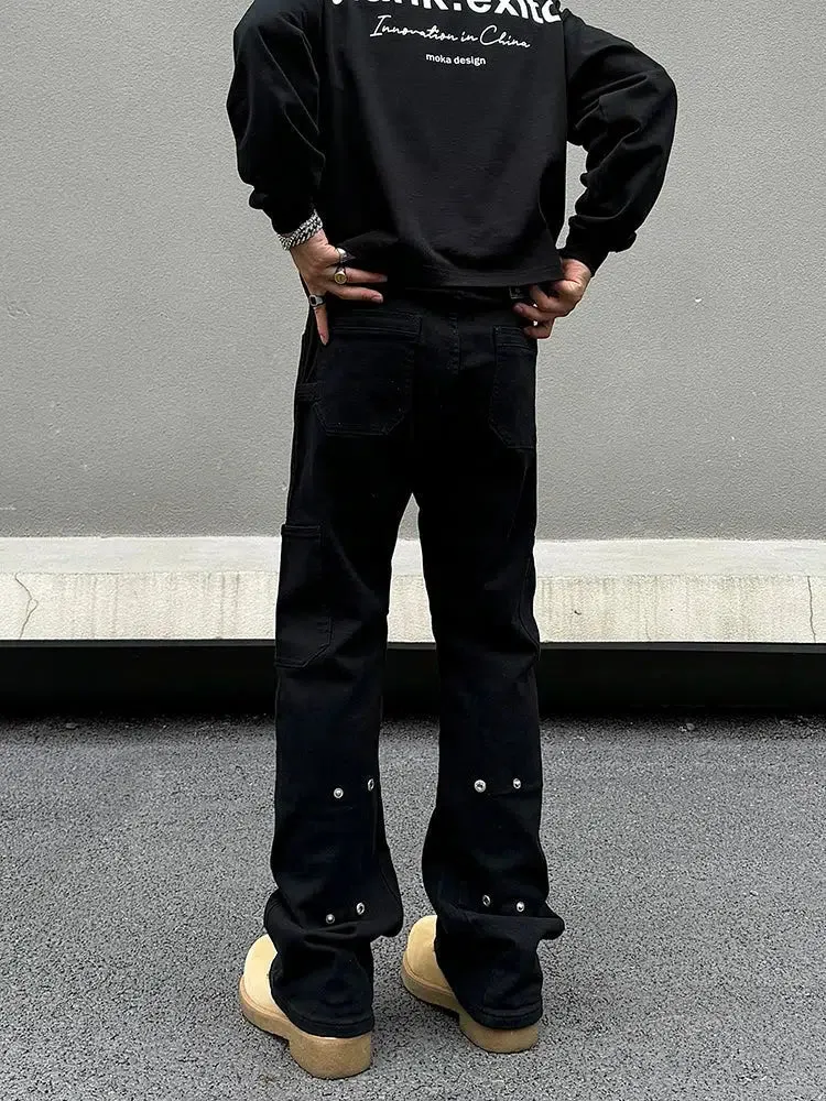 Stylish Rivet-Accent Cargo Pants