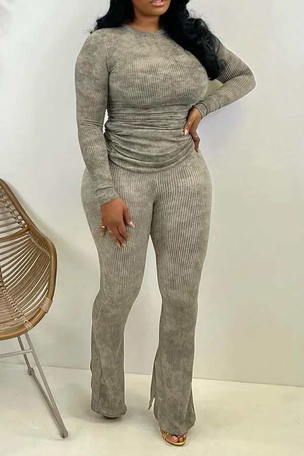 Stylish Stretch Knit Top & Pants Set