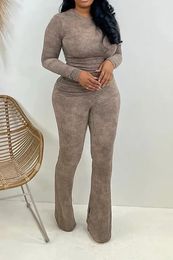 Stylish Stretch Knit Top & Pants Set