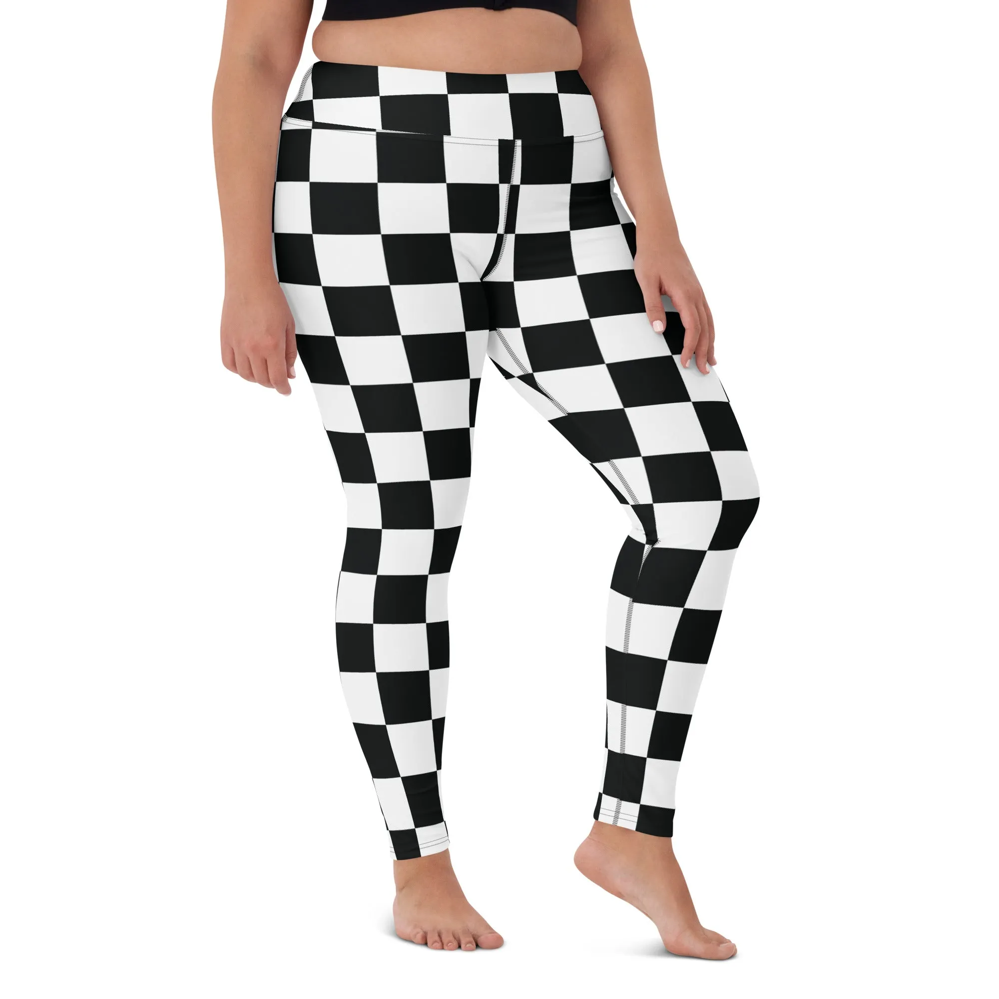 Stylish Strides: Checkered Women's Yoga Pants Leggings