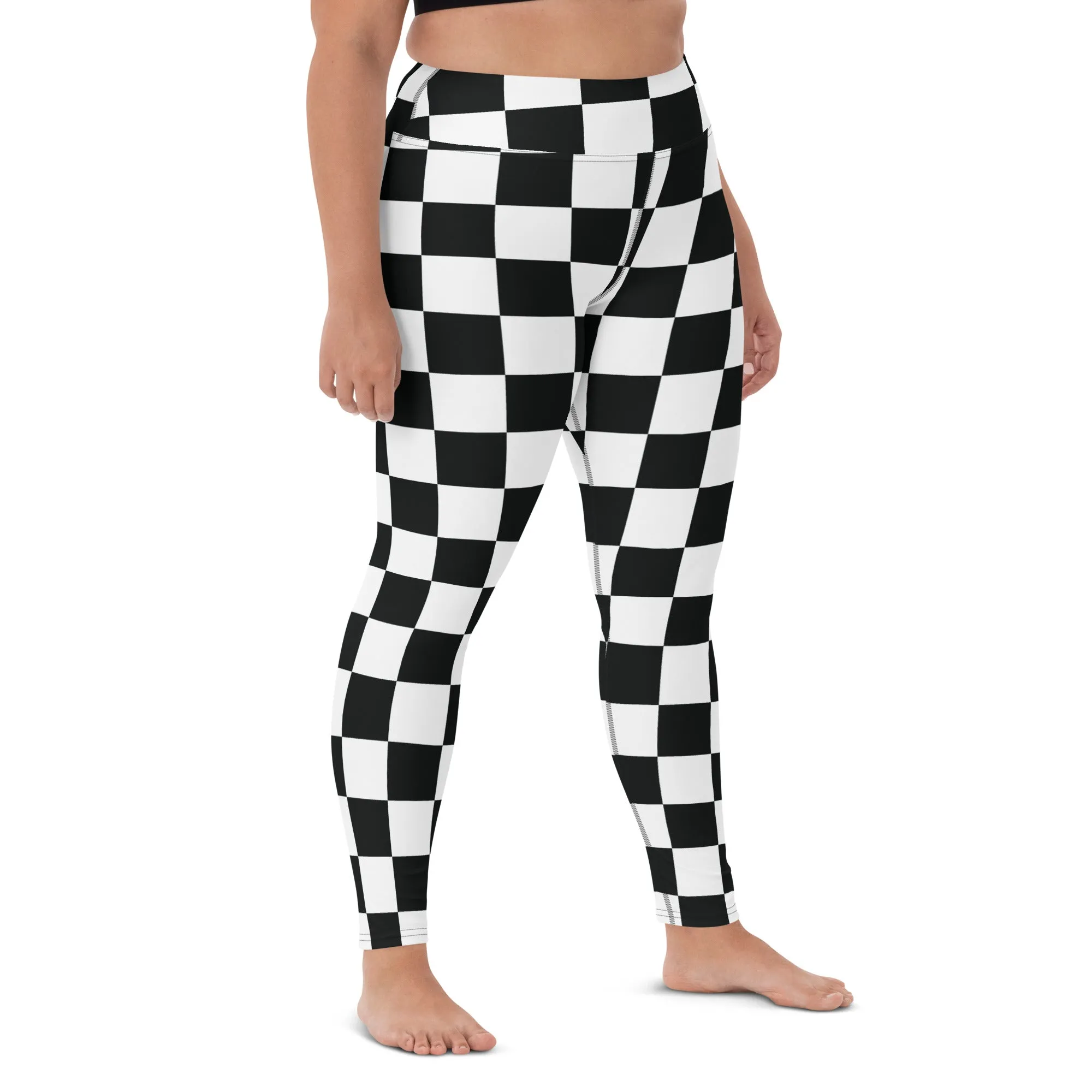 Stylish Strides: Checkered Women's Yoga Pants Leggings