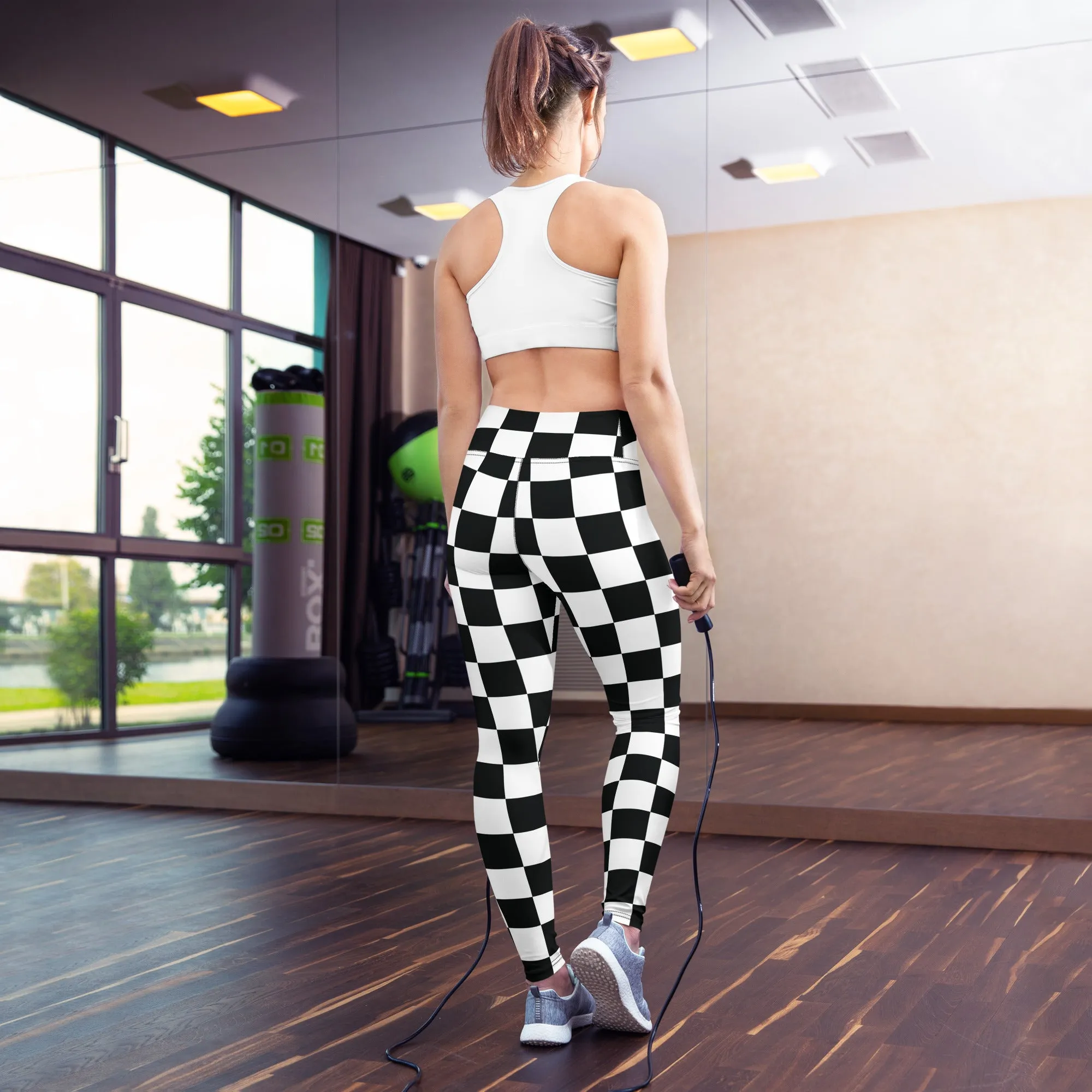 Stylish Strides: Checkered Women's Yoga Pants Leggings