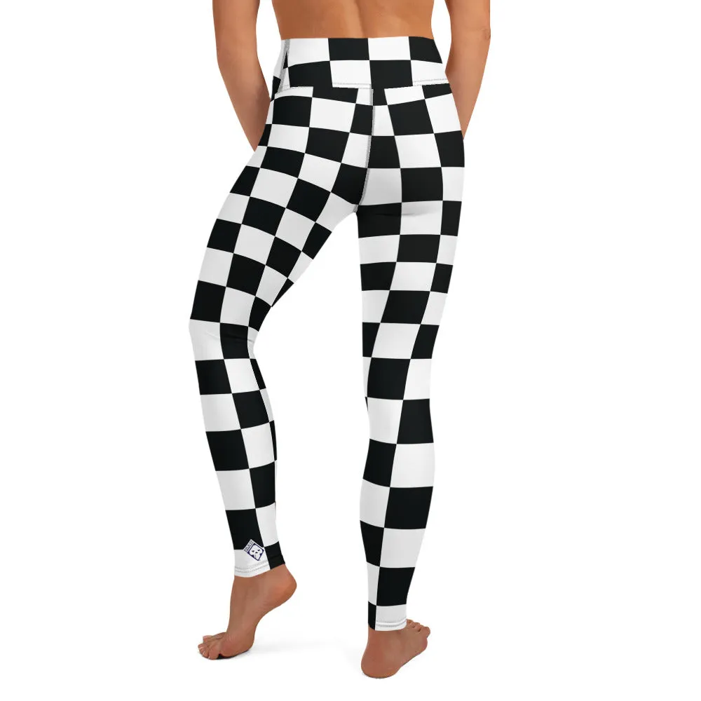 Stylish Strides: Checkered Women's Yoga Pants Leggings