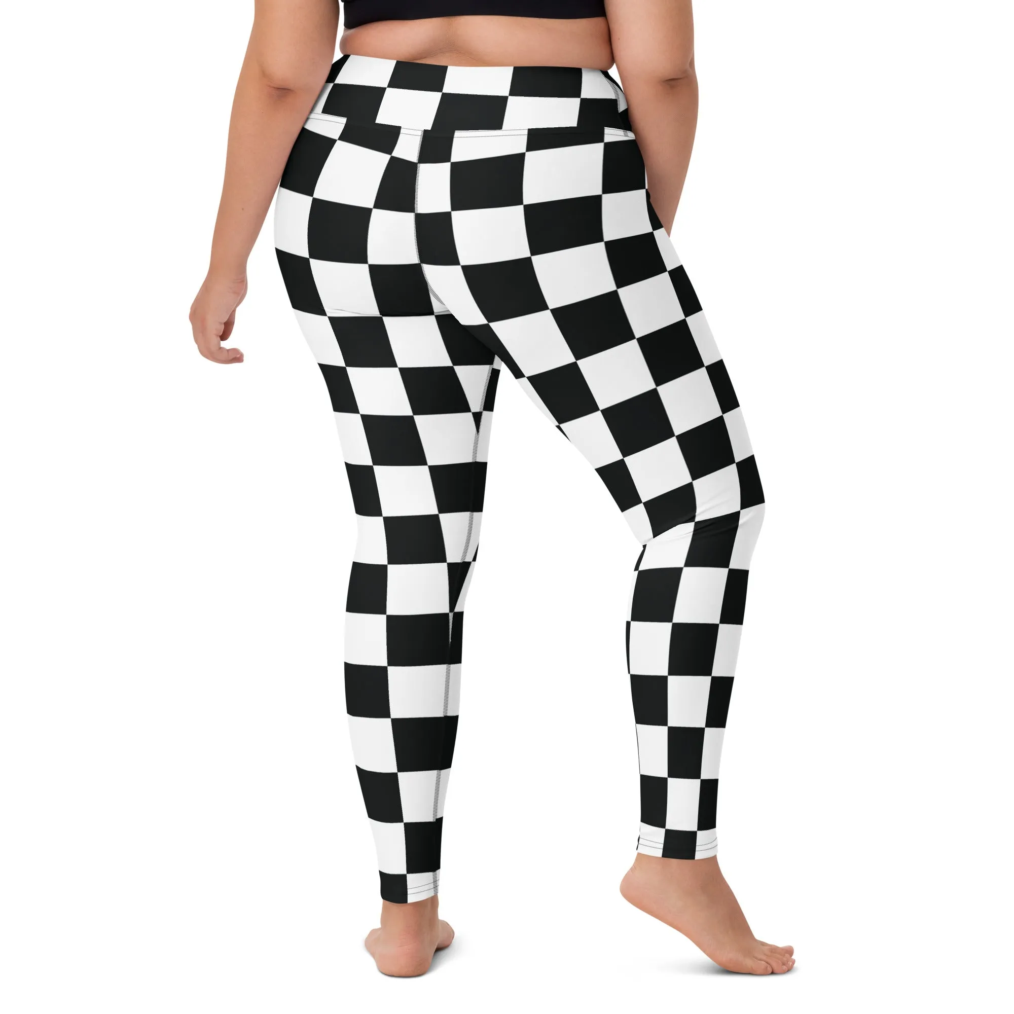 Stylish Strides: Checkered Women's Yoga Pants Leggings