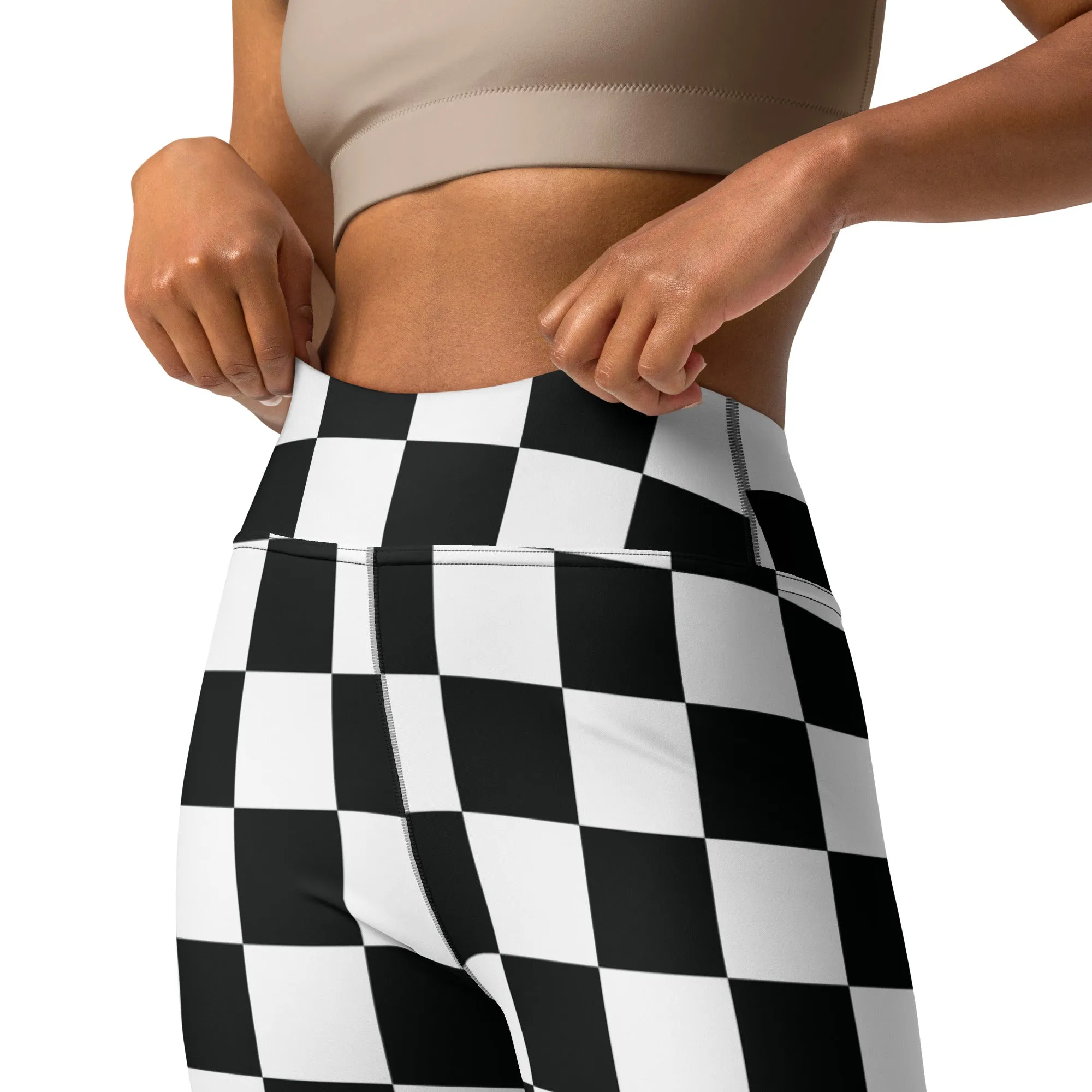 Stylish Strides: Checkered Women's Yoga Pants Leggings