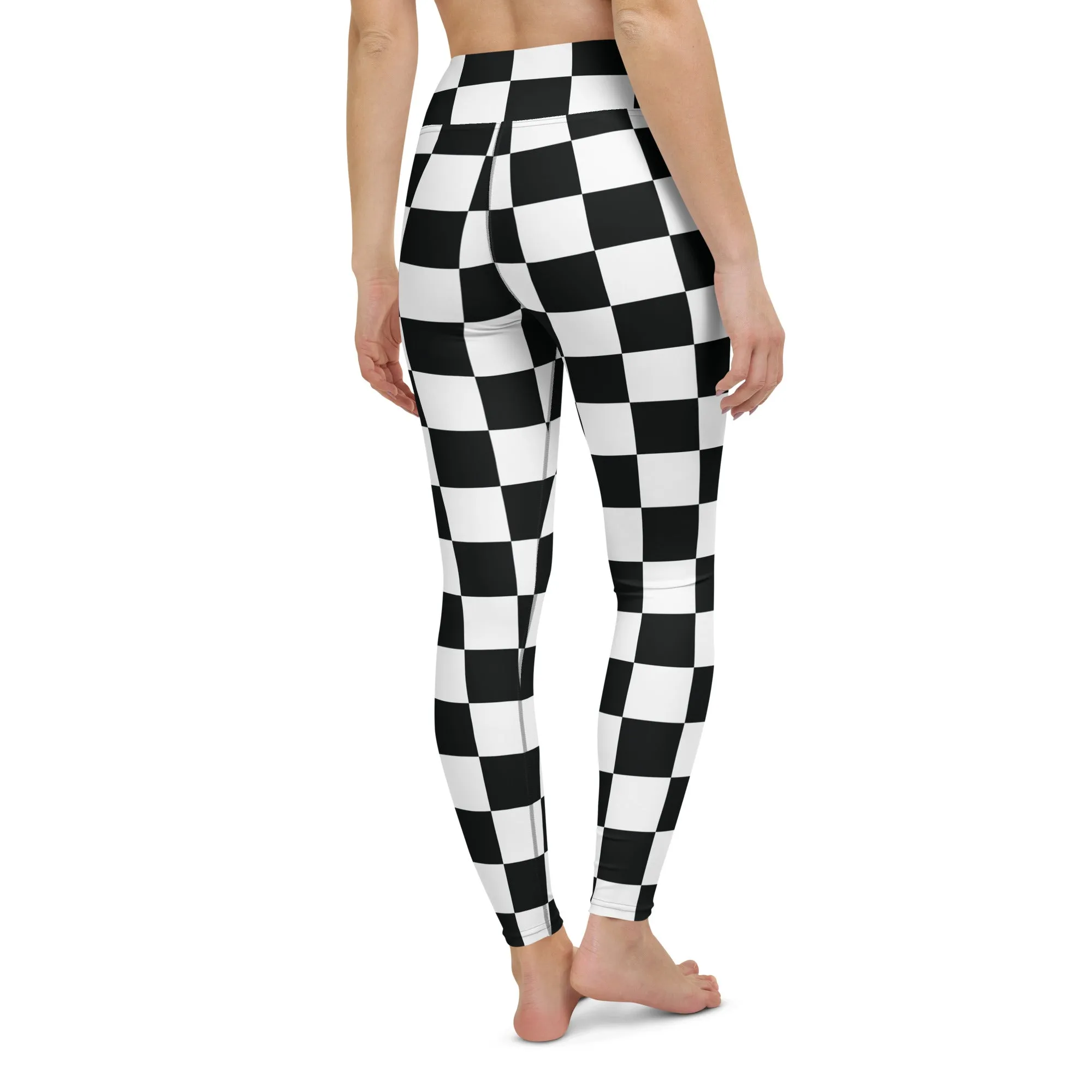 Stylish Strides: Checkered Women's Yoga Pants Leggings