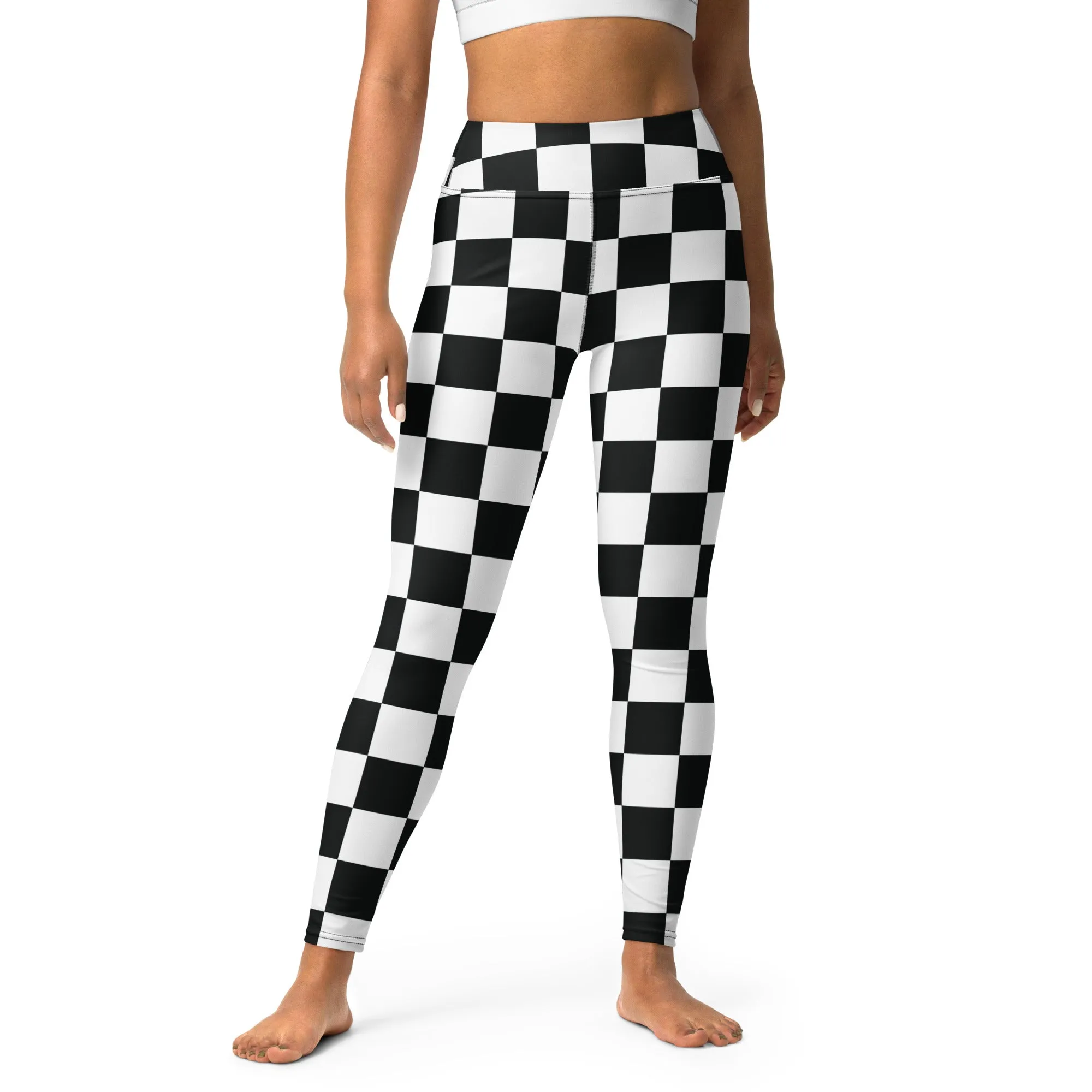 Stylish Strides: Checkered Women's Yoga Pants Leggings