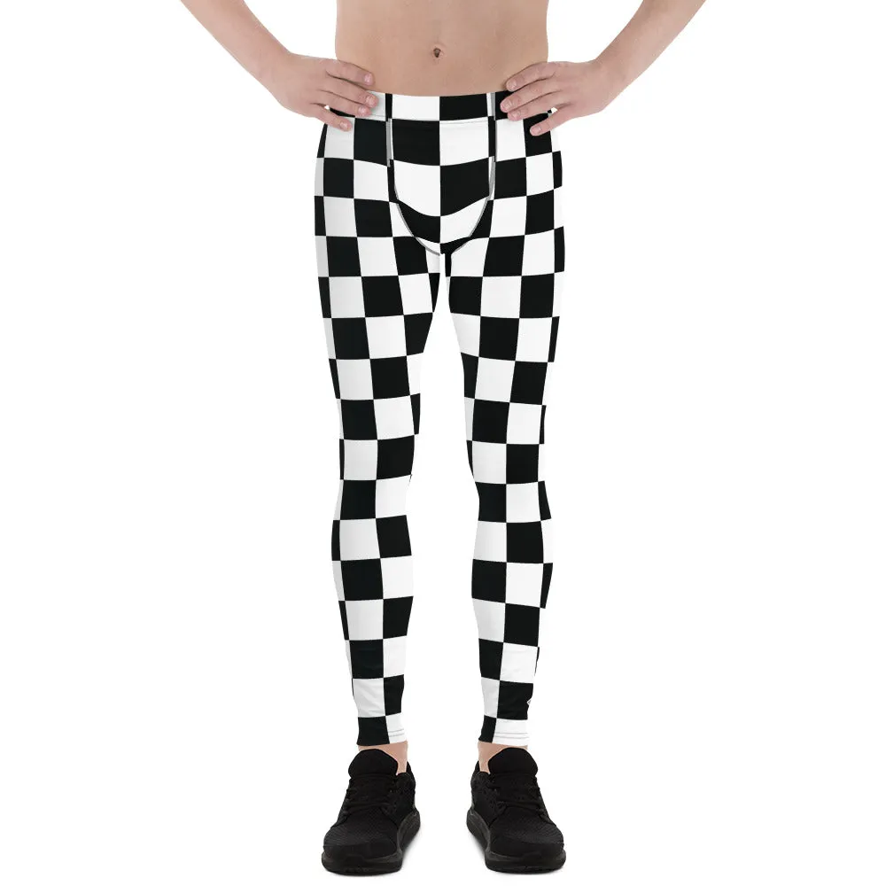 Stylish Strides: Men's Checkered Athletic Leggings