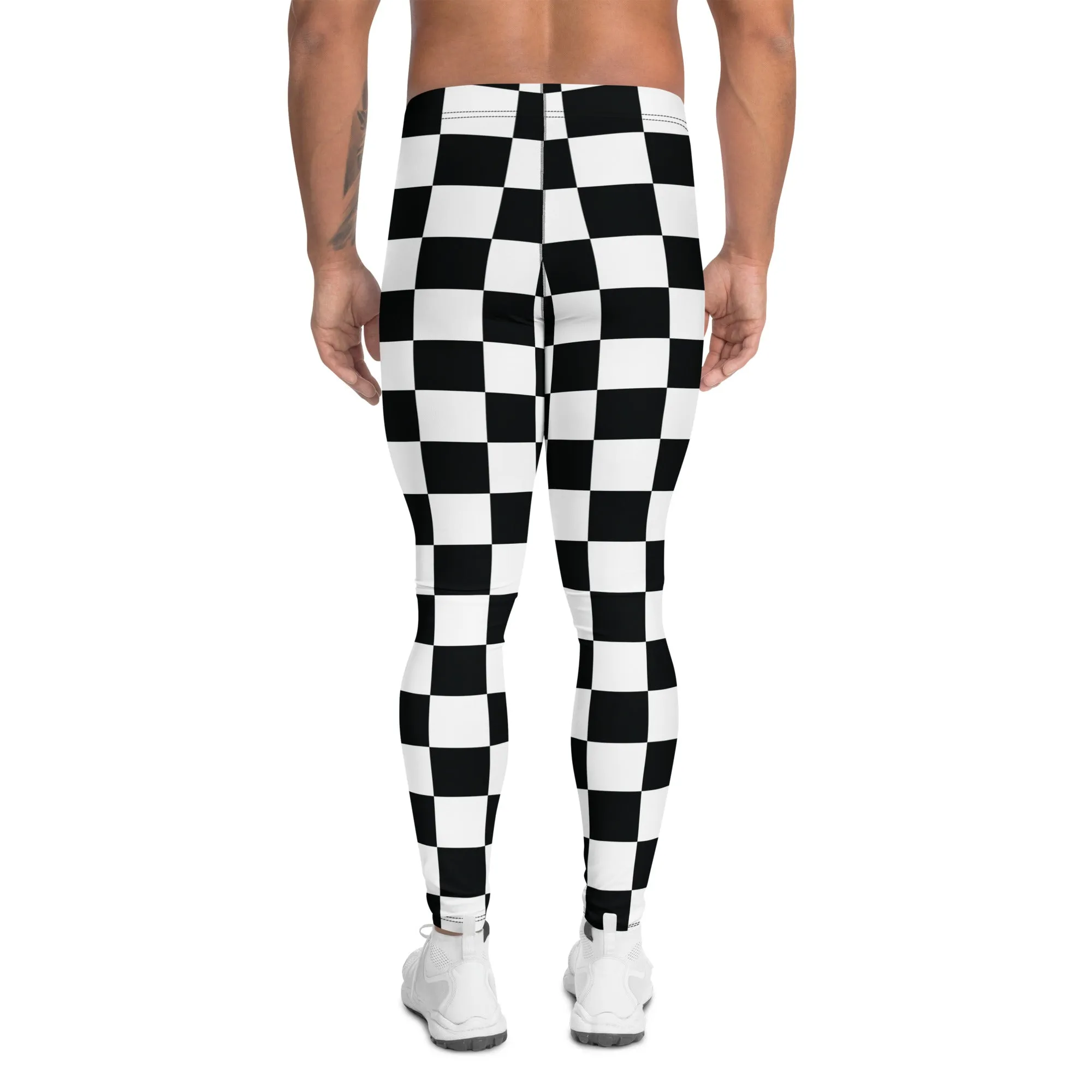 Stylish Strides: Men's Checkered Athletic Leggings