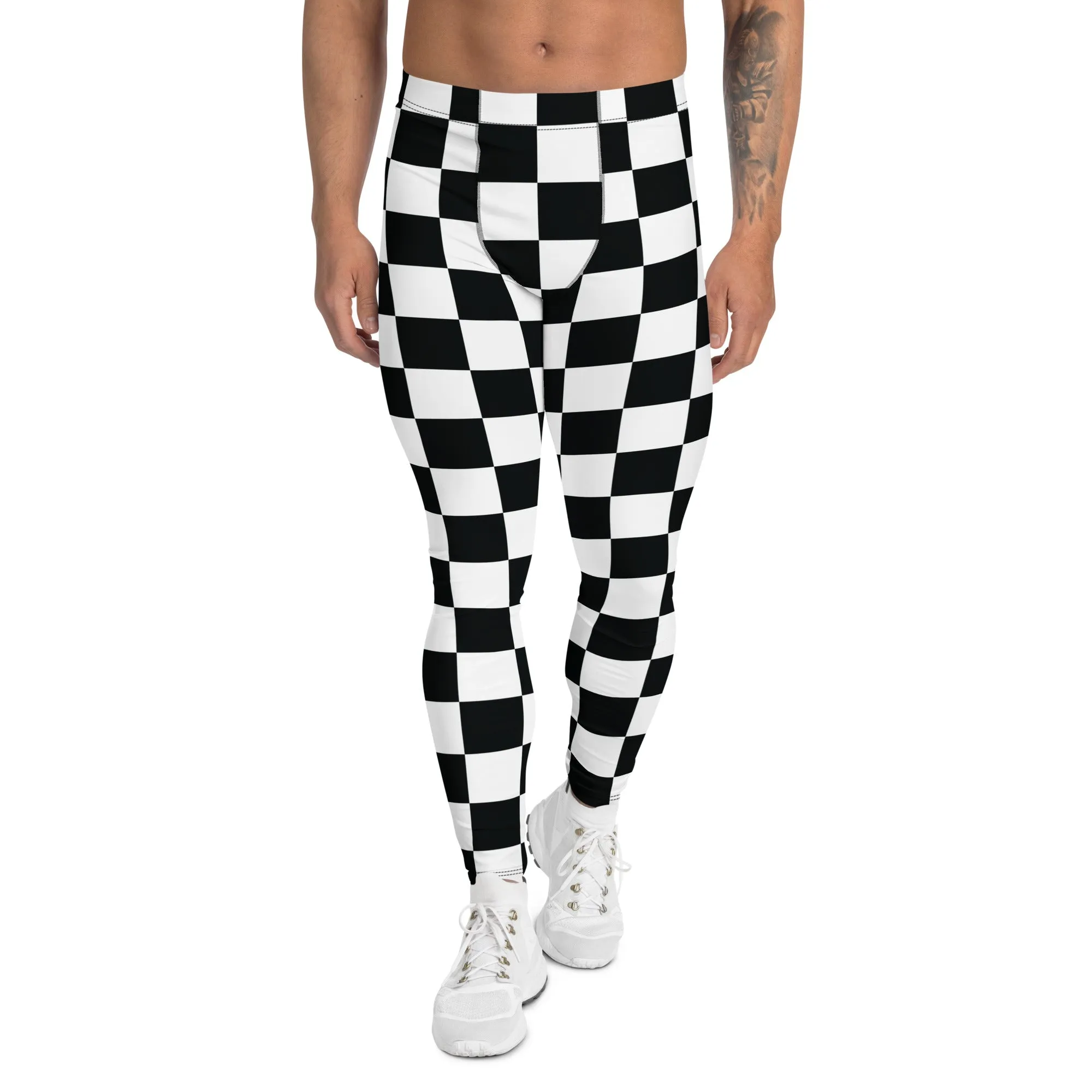 Stylish Strides: Men's Checkered Athletic Leggings