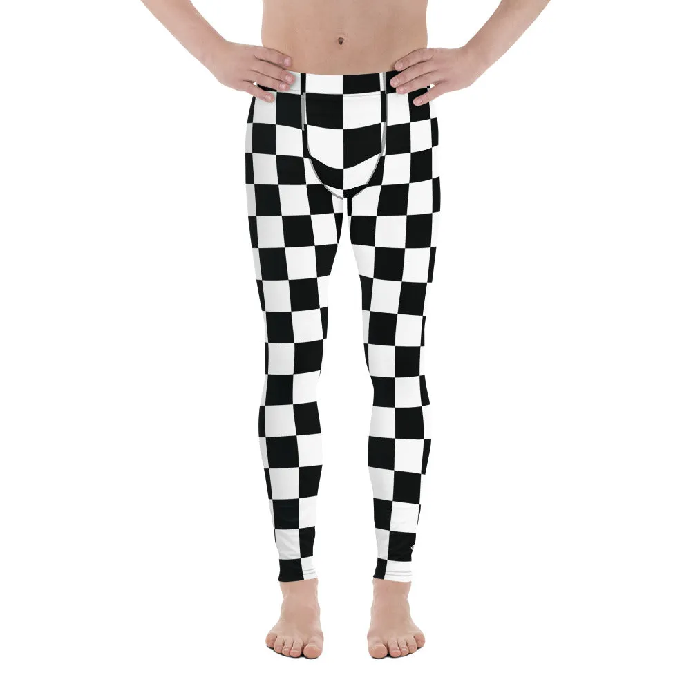 Stylish Strides: Men's Checkered Athletic Leggings