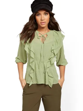 Tall Clip-Dot Ruffle Blouse - Lily & Cali