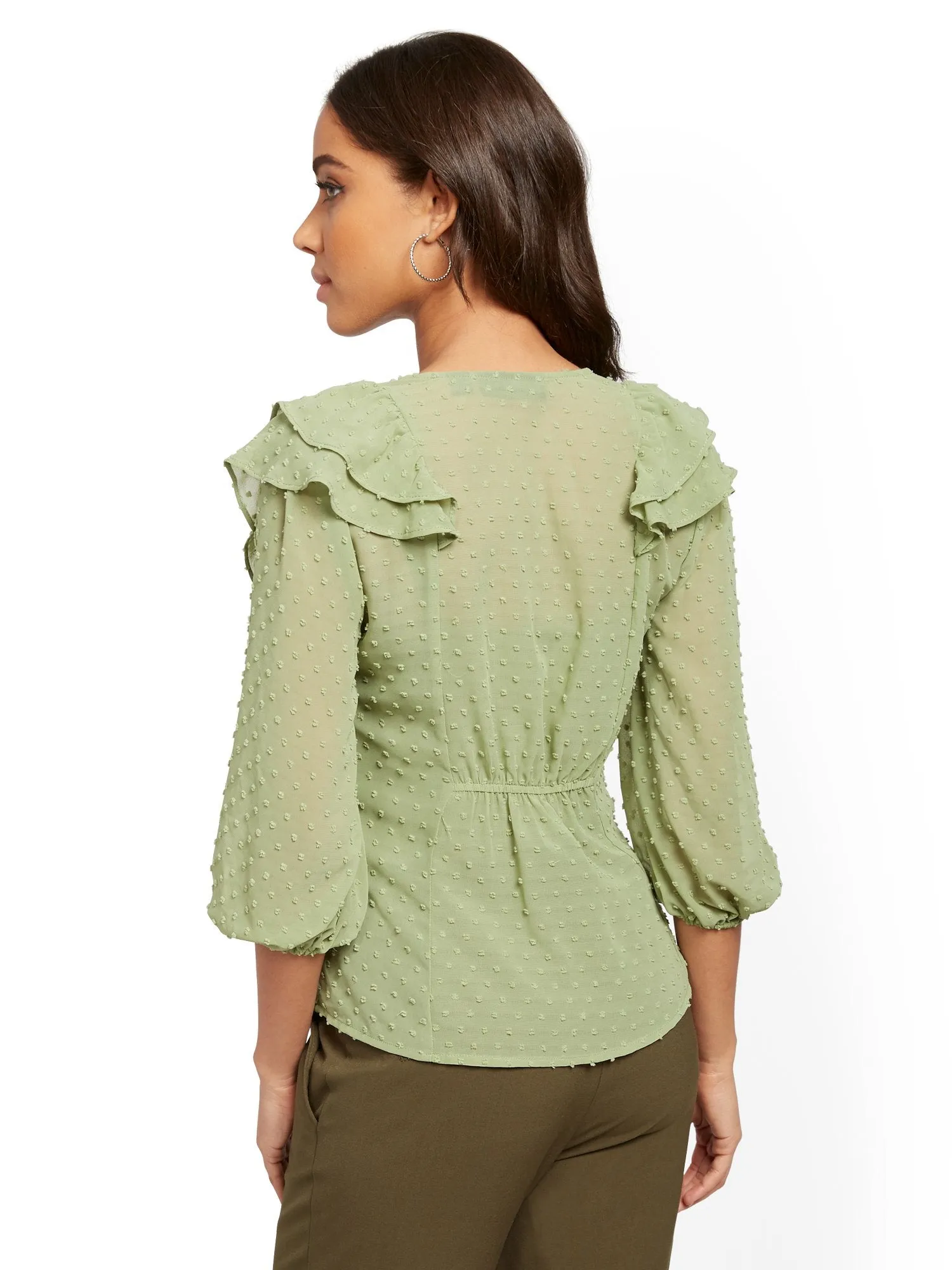 Tall Clip-Dot Ruffle Blouse - Lily & Cali