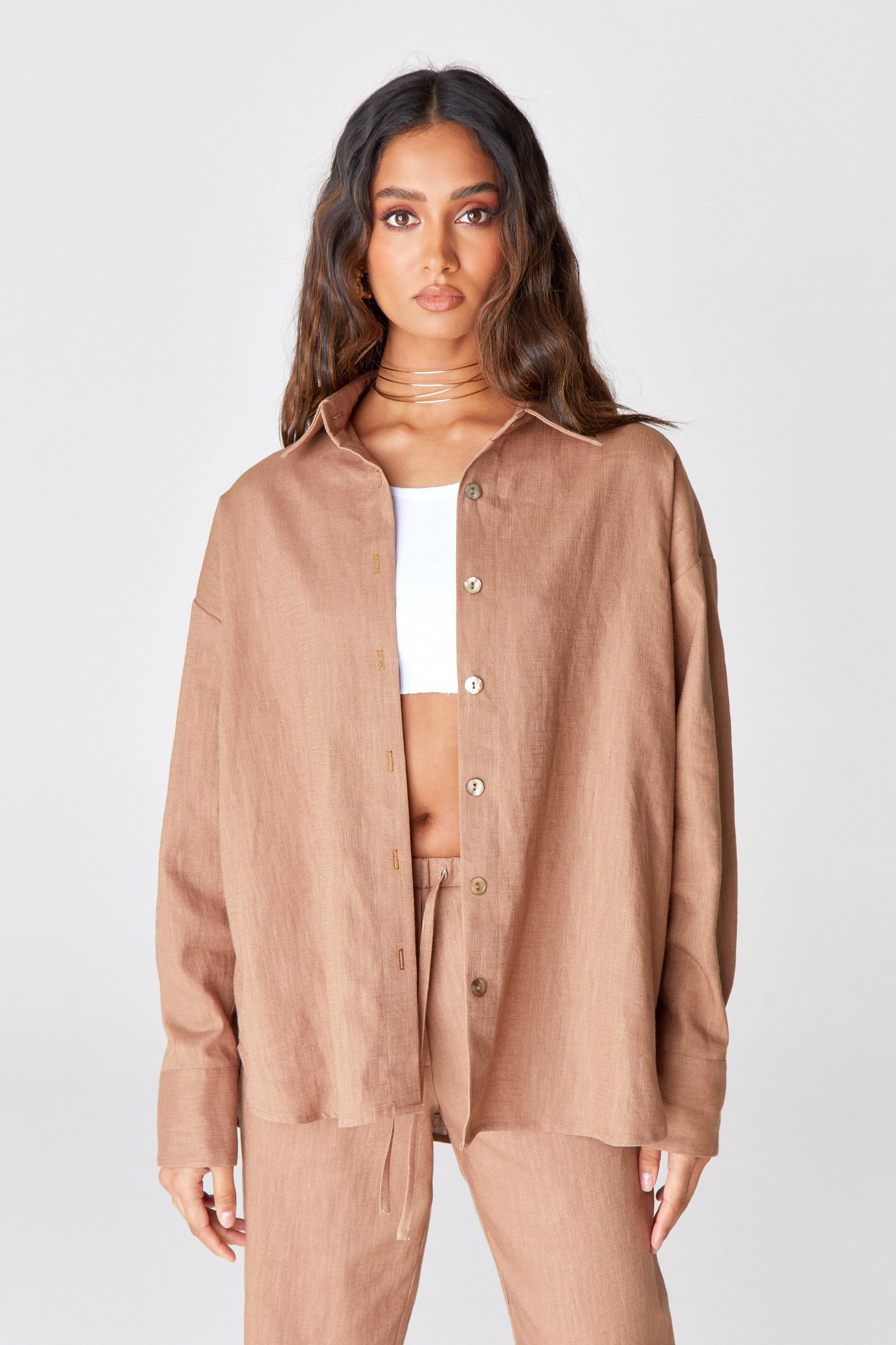 Taupe Linen Shirt