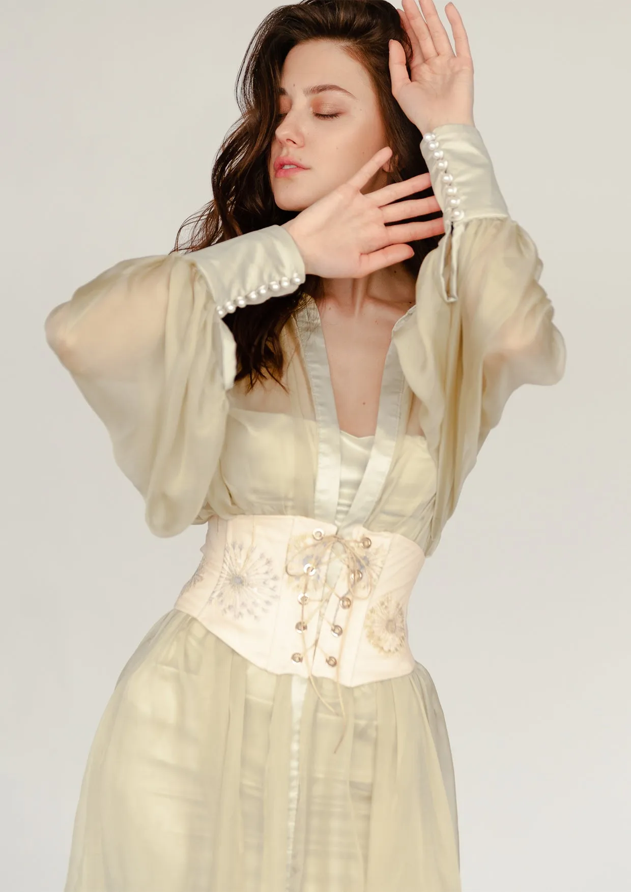 Venetian Front-Lacing Boned Satin Corset Top