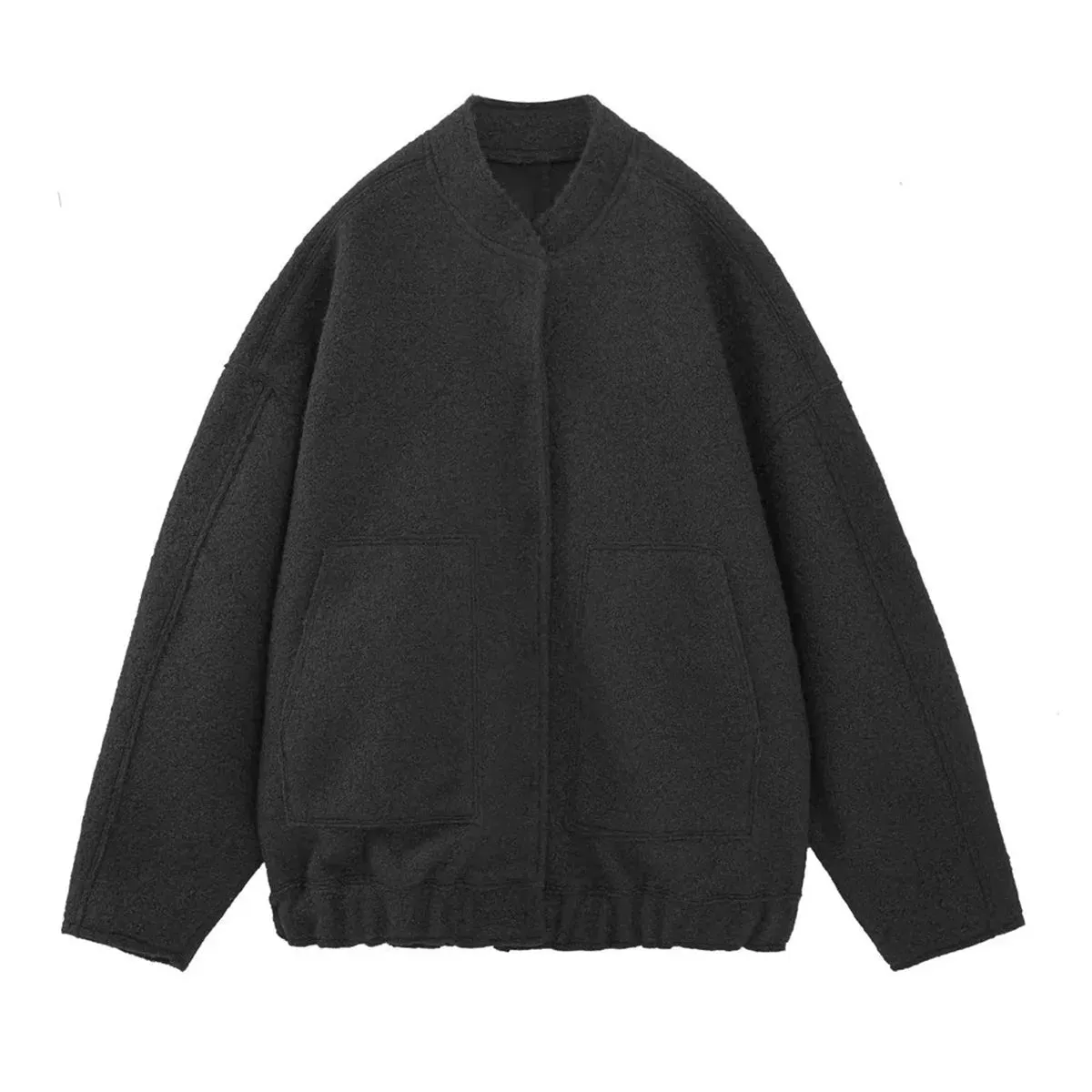 Versatile Oversized Bomber Round Neck Long Sleeve Casual Coat