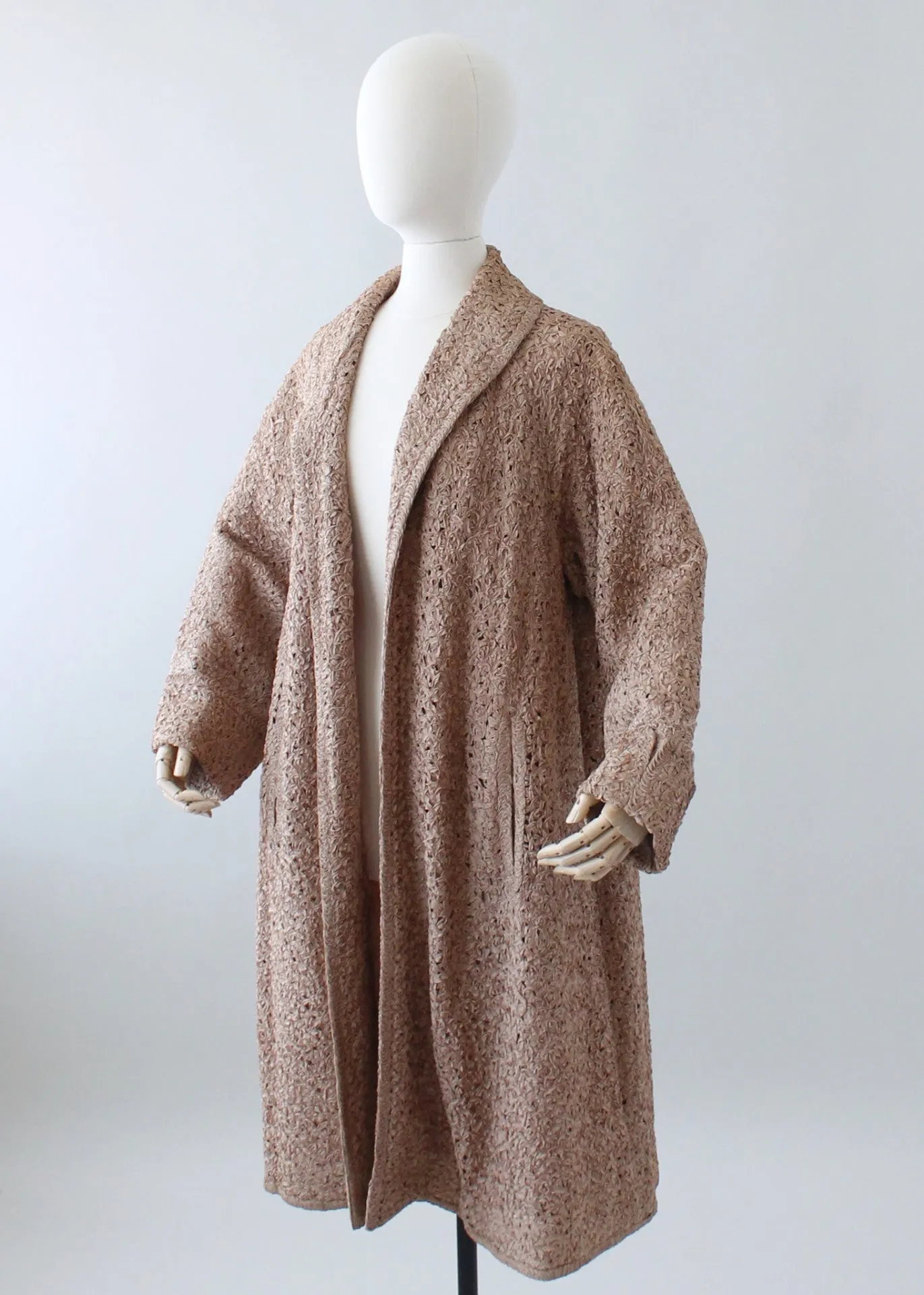 Vintage 1950s Woven Ribbon Lace Swing Coat