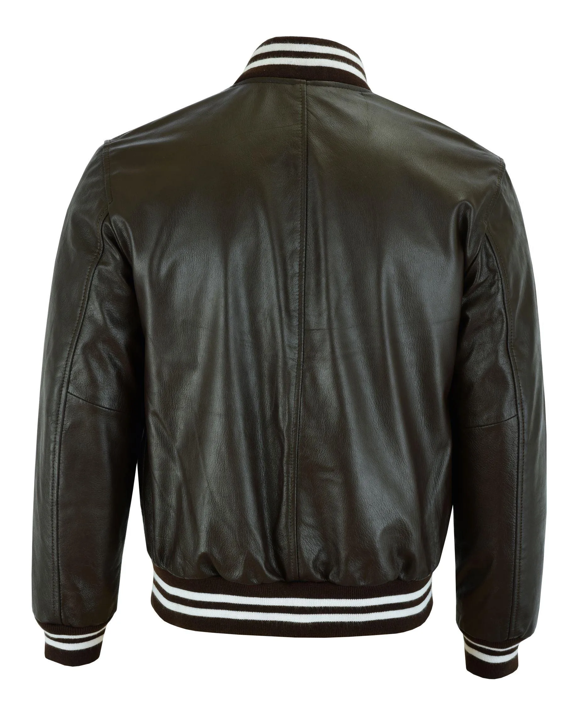 Warrior Gears® Leather Varsity Jacket | Brown Leather Body & Brown Leather Sleeves