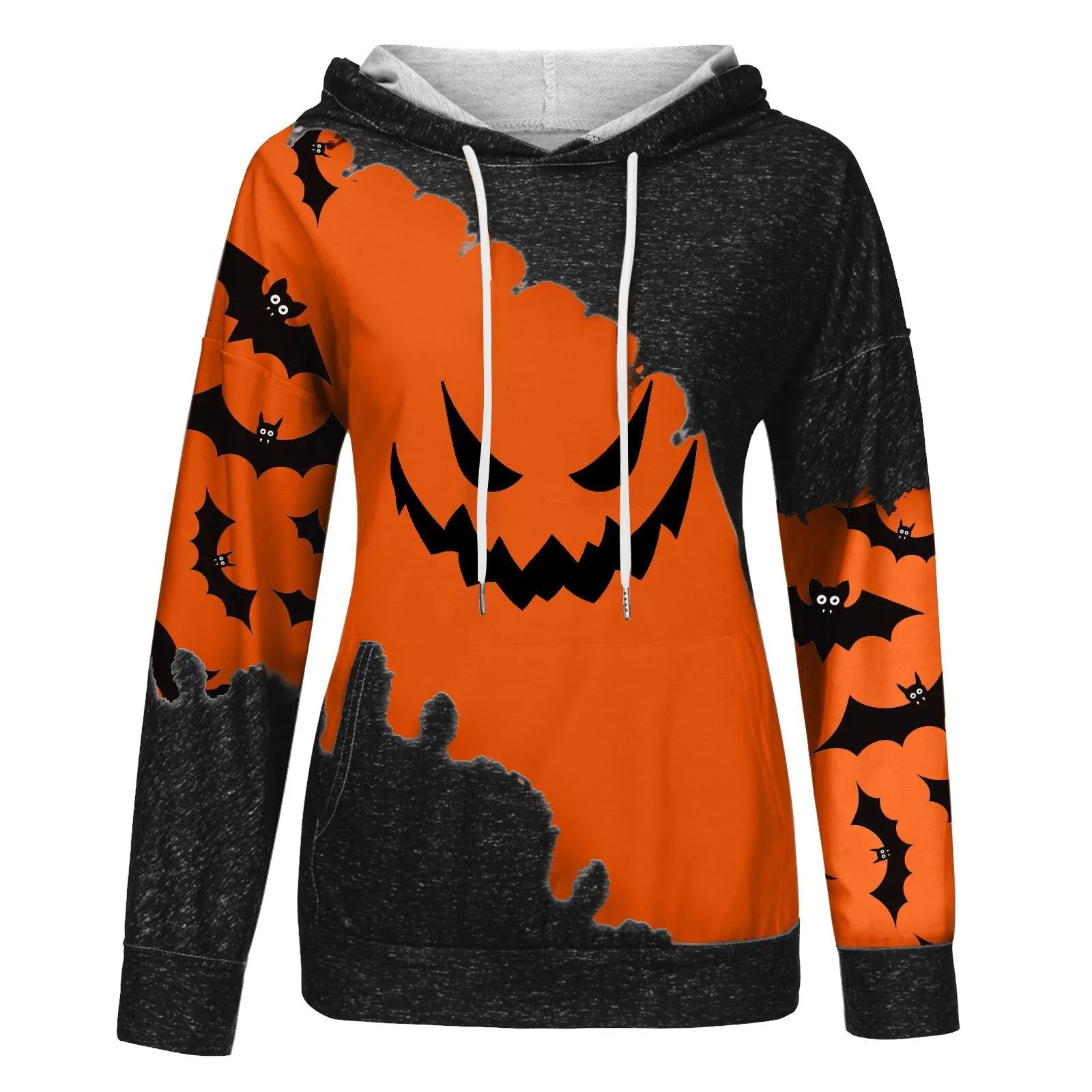 Wenkouban Halloween Hoodies Halloween Costumes For Women Casual Long Sleeve Hooded Loose Drawstring Pumpkin Skeleton Womens Sweatshirts And Hoodies Set