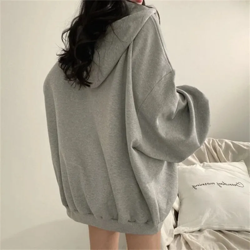 Women's Loose Hoodies Sweatshirts Spring Autumn New Long Sleeve Solid Plus Size Pullovers Tops Casual Fashion Trend Clothing